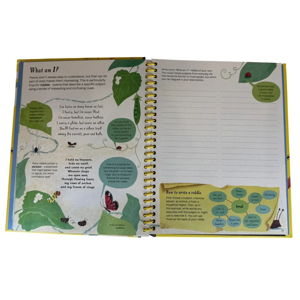 Usborne Write Your Own Poems Activity Book‎ Hardcover Spiral Bound 9780794547783